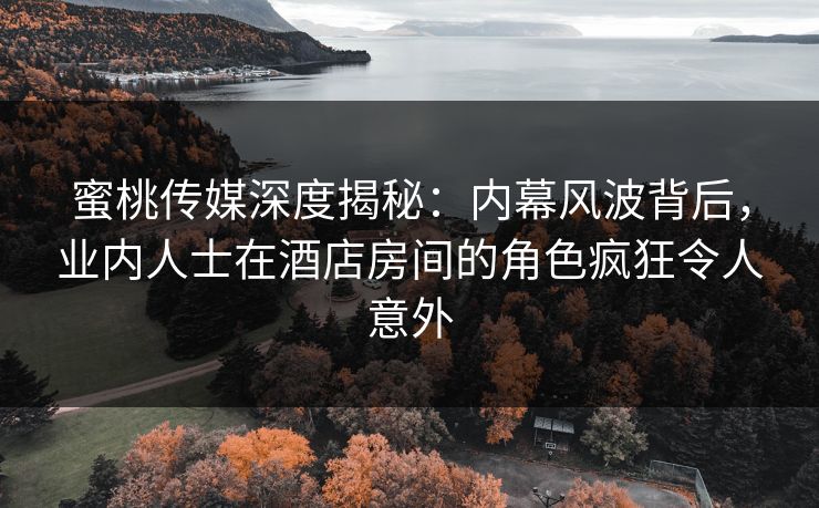 蜜桃传媒深度揭秘：内幕风波背后，业内人士在酒店房间的角色疯狂令人意外