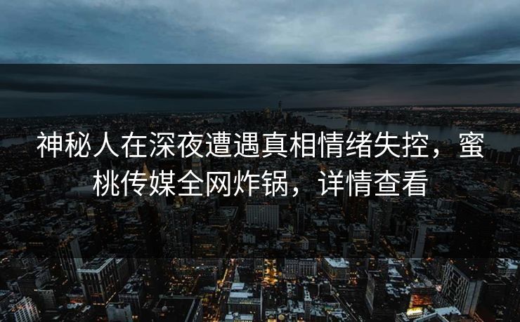 神秘人在深夜遭遇真相情绪失控，蜜桃传媒全网炸锅，详情查看