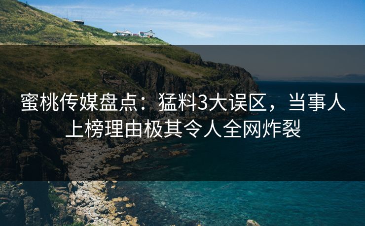 蜜桃传媒盘点：猛料3大误区，当事人上榜理由极其令人全网炸裂