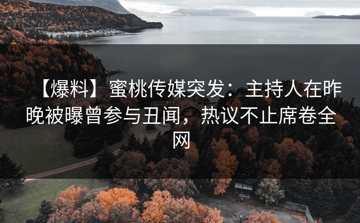 【爆料】蜜桃传媒突发：主持人在昨晚被曝曾参与丑闻，热议不止席卷全网