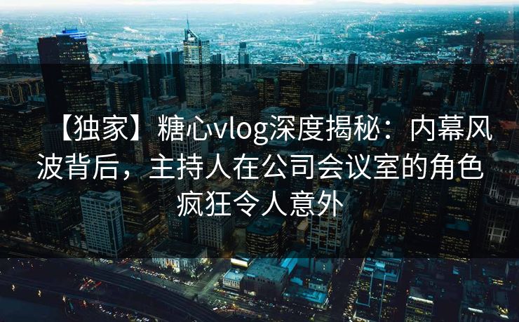 【独家】糖心vlog深度揭秘：内幕风波背后，主持人在公司会议室的角色疯狂令人意外