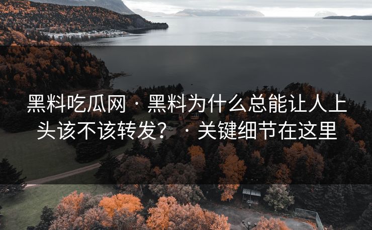 黑料吃瓜网 · 黑料为什么总能让人上头该不该转发？ · 关键细节在这里