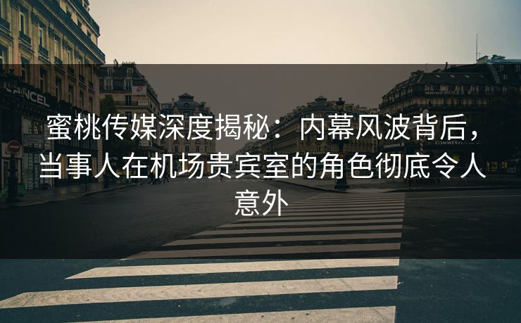 蜜桃传媒深度揭秘：内幕风波背后，当事人在机场贵宾室的角色彻底令人意外