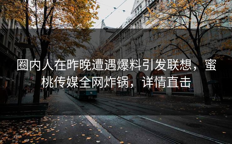 圈内人在昨晚遭遇爆料引发联想，蜜桃传媒全网炸锅，详情直击