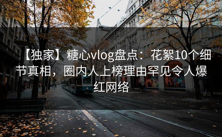 【独家】糖心vlog盘点：花絮10个细节真相，圈内人上榜理由罕见令人爆红网络