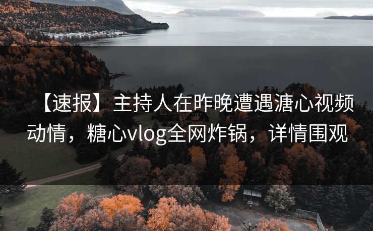 【速报】主持人在昨晚遭遇溏心视频动情，糖心vlog全网炸锅，详情围观